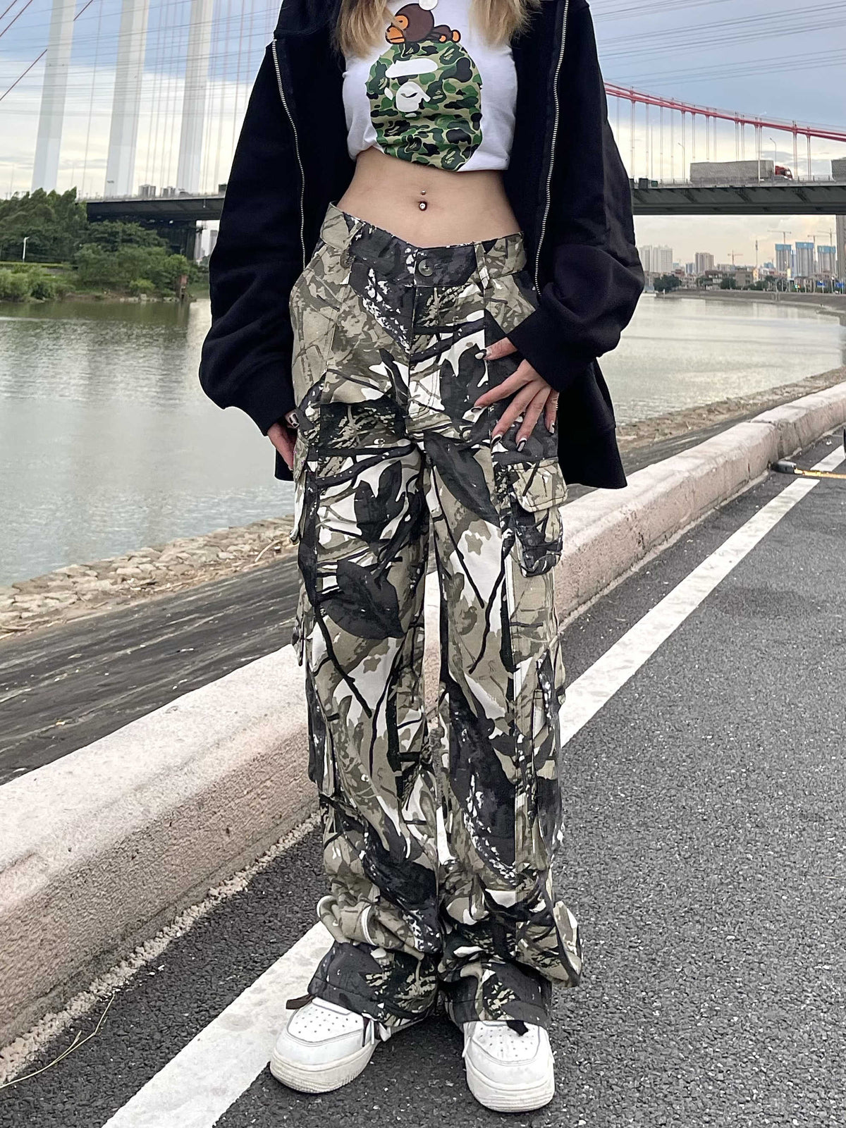 Vintage Camo Cargo Wide Leg Pants