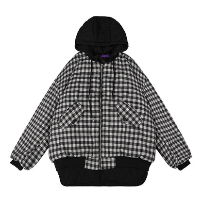 Checked Quilted Hooded Jackets