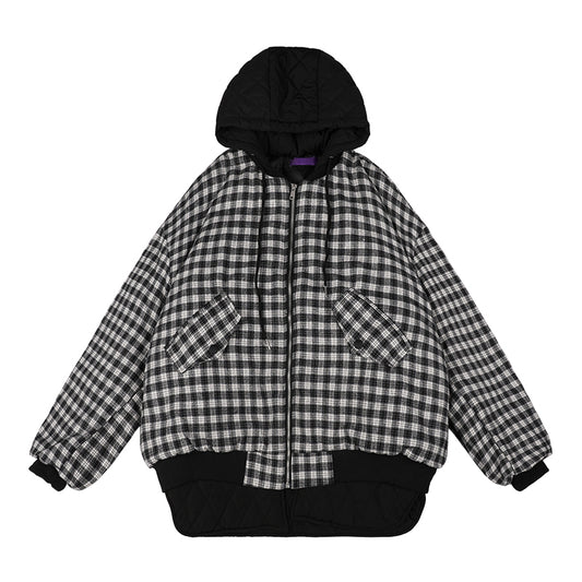 Checked Quilted Hooded Jackets