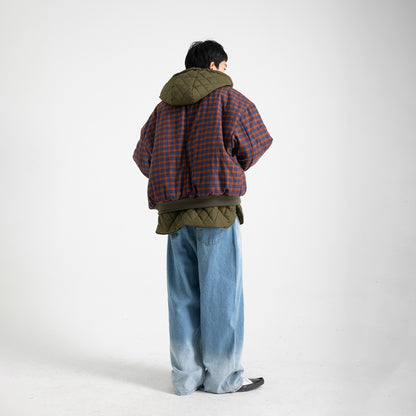 Checked Quilted Hooded Jackets