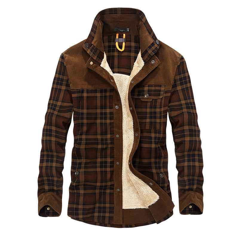 Men's Thicken Warm Fleece Plaid Jacket