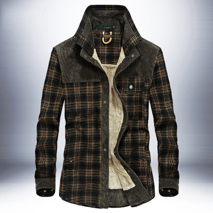 Men's Thicken Warm Fleece Plaid Jacket