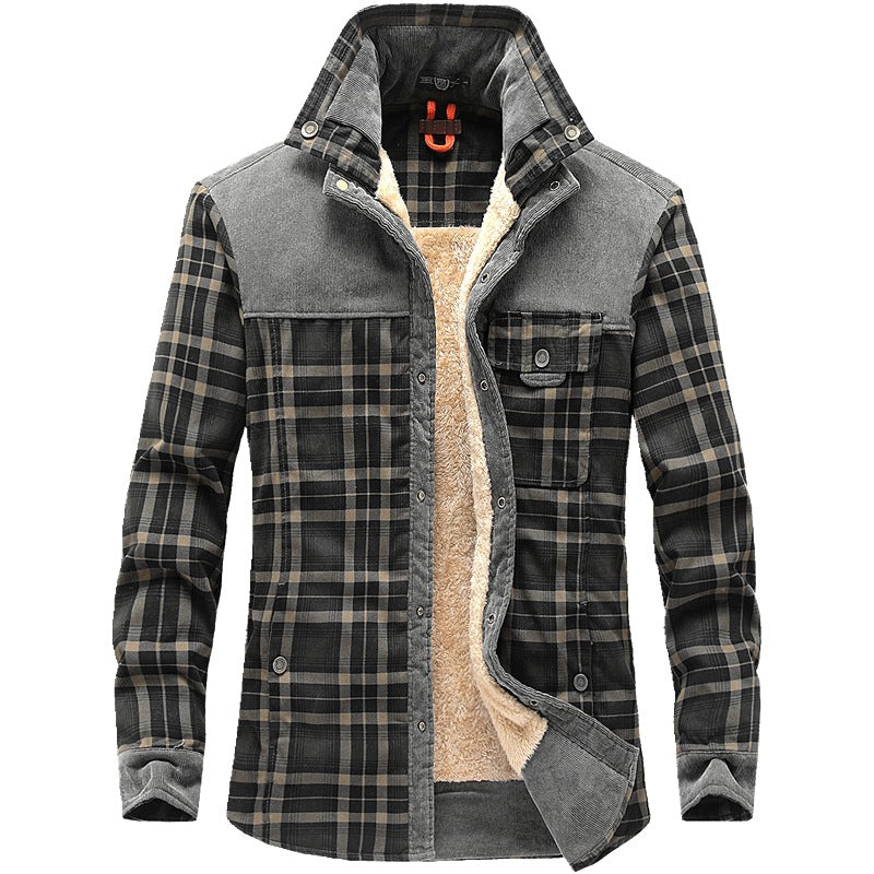 Men's Thicken Warm Fleece Plaid Jacket