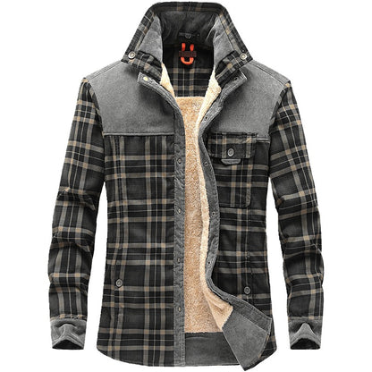 Men's Thicken Warm Fleece Plaid Jacket