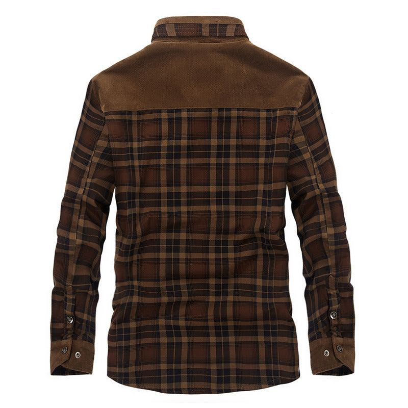 Men's Thicken Warm Fleece Plaid Jacket