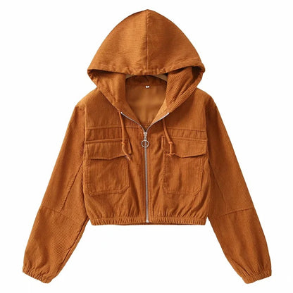High Waist Cropped Short Zipper Jacket
