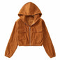 High Waist Cropped Short Zipper Jacket