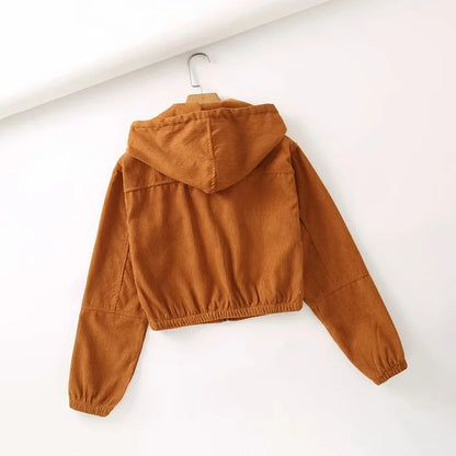 High Waist Cropped Short Zipper Jacket