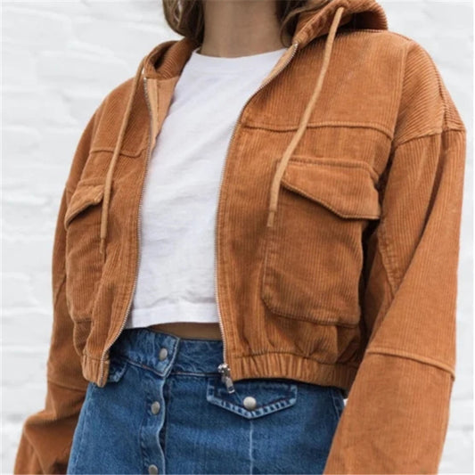 High Waist Cropped Short Zipper Jacket