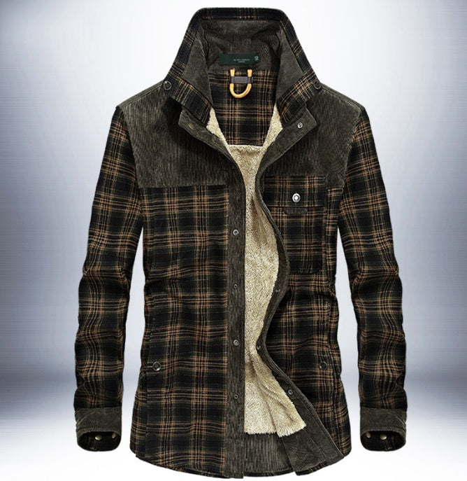 Men's Thicken Warm Fleece Plaid Jacket