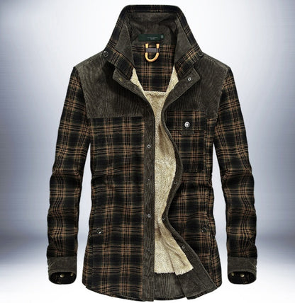 Men's Thicken Warm Fleece Plaid Jacket