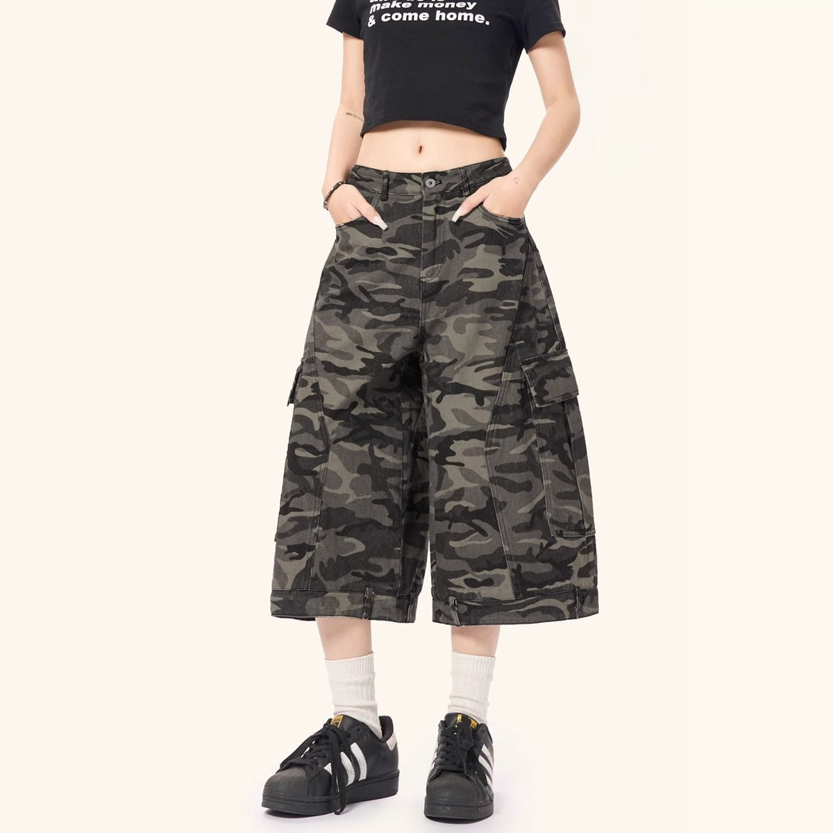 Women's Camouflage Denim Capri Pants