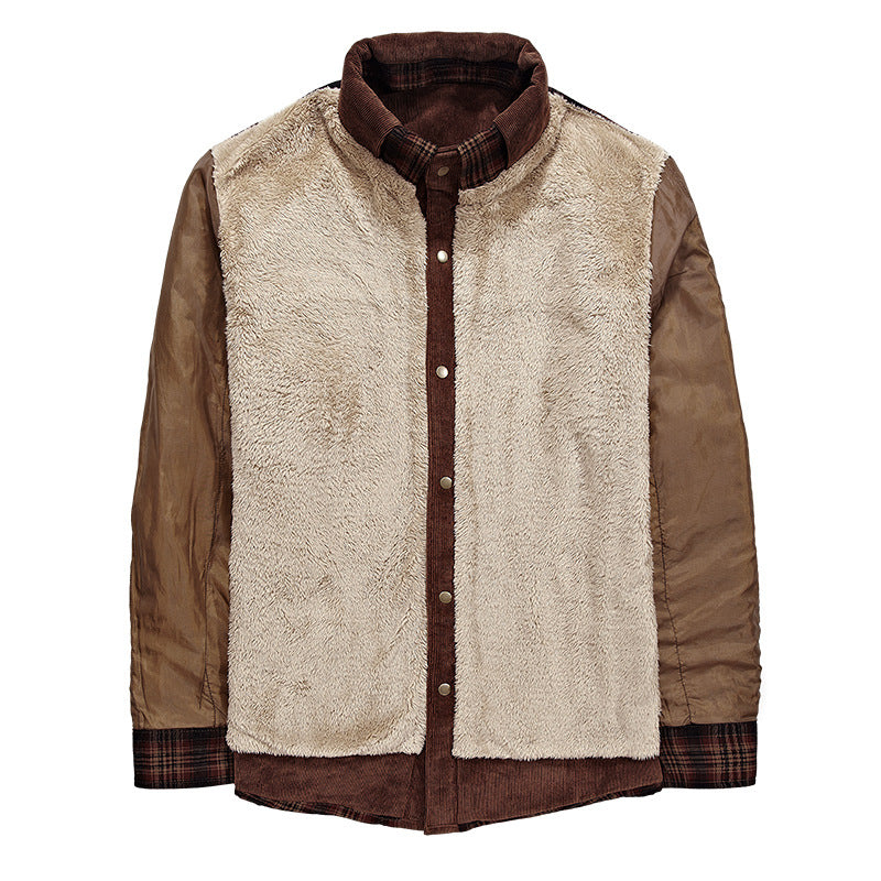 Men's Thicken Warm Fleece Plaid Jacket