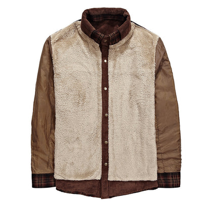 Men's Thicken Warm Fleece Plaid Jacket