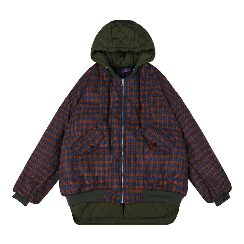 Checked Quilted Hooded Jackets