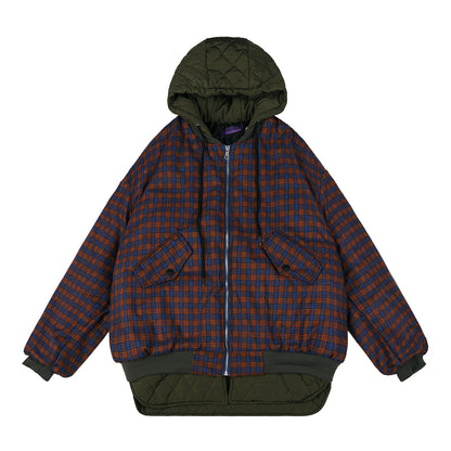 Checked Quilted Hooded Jackets