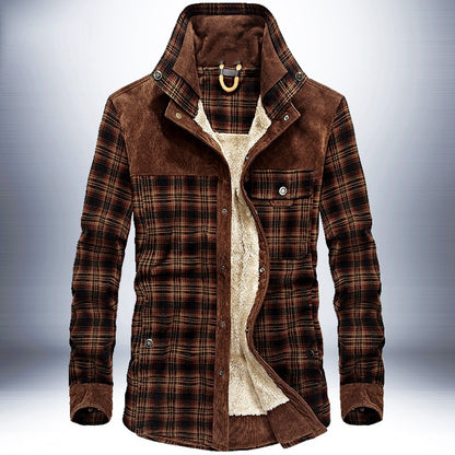 Men's Thicken Warm Fleece Plaid Jacket