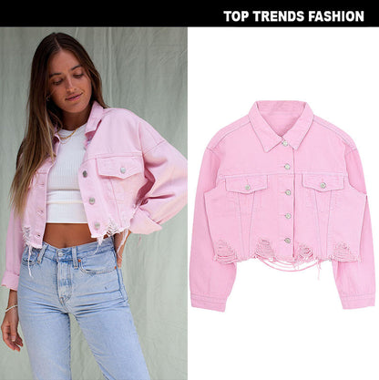 Short cropped denim jacket