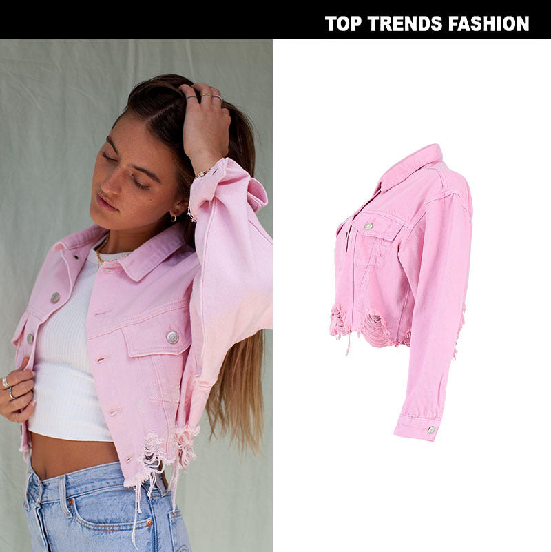 Short cropped denim jacket