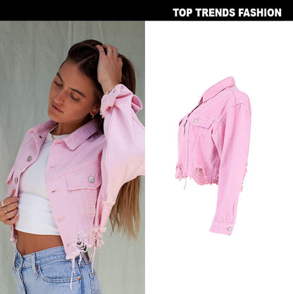 Short cropped denim jacket