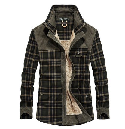 Men's Thicken Warm Fleece Plaid Jacket