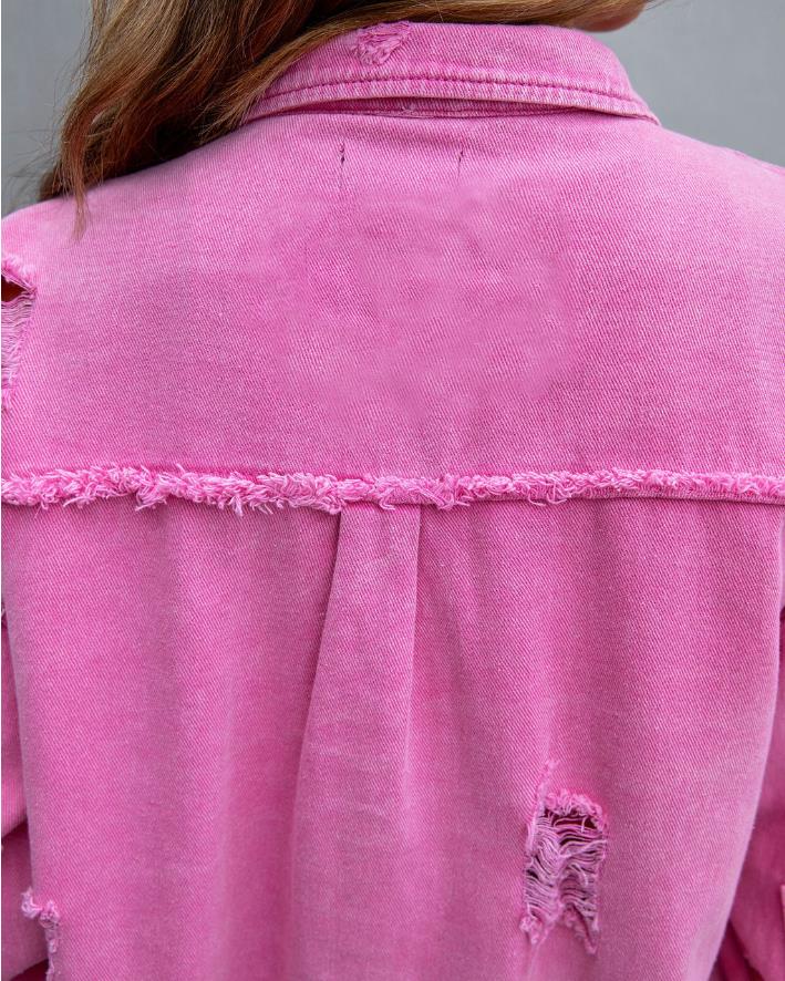 Women's Oversized Frayed Denim Jacket