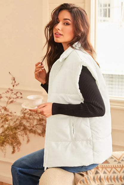 Beige Oversized Puffer Vest