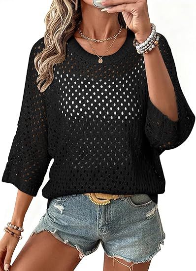 Three-quarter-sleeve Beach Cardigan