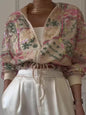 Embroidered Sequin Cropped Bomber Jacket