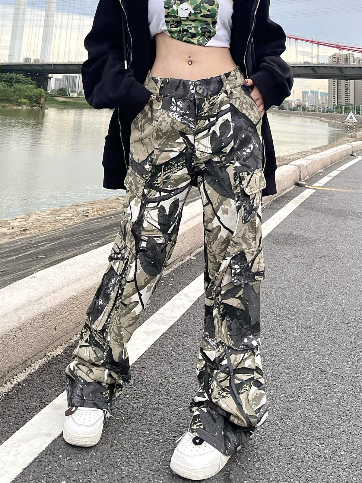 Vintage Camo Cargo Wide Leg Pants
