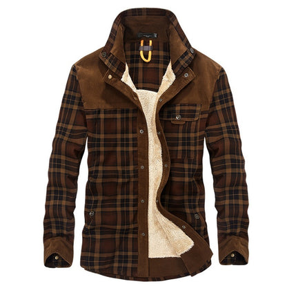 Men's Thicken Warm Fleece Plaid Jacket