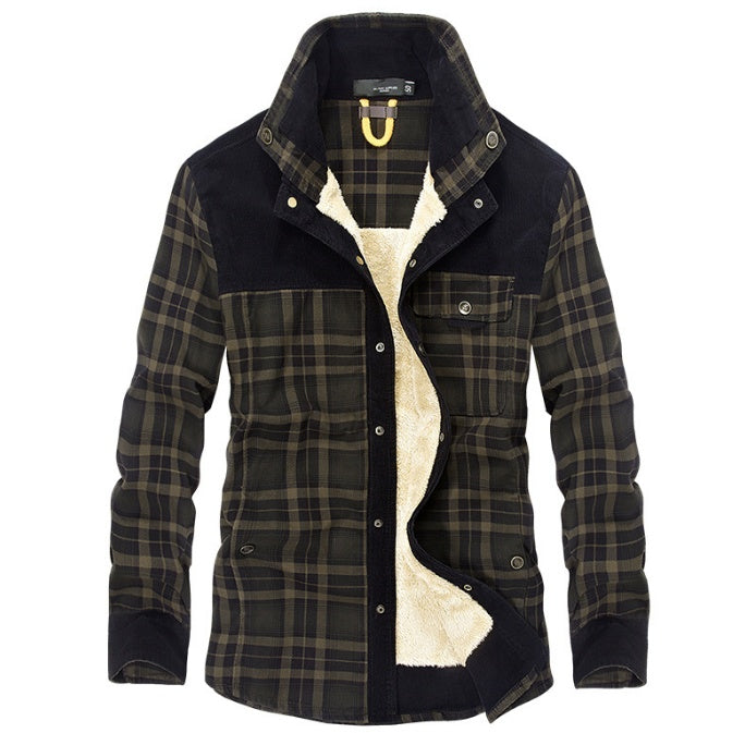 Men's Thicken Warm Fleece Plaid Jacket