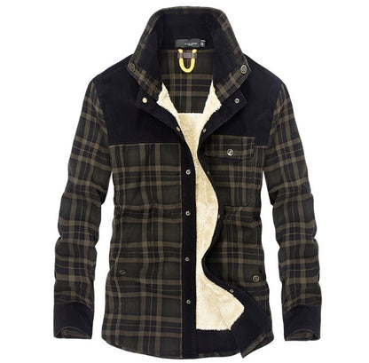 Men's Thicken Warm Fleece Plaid Jacket