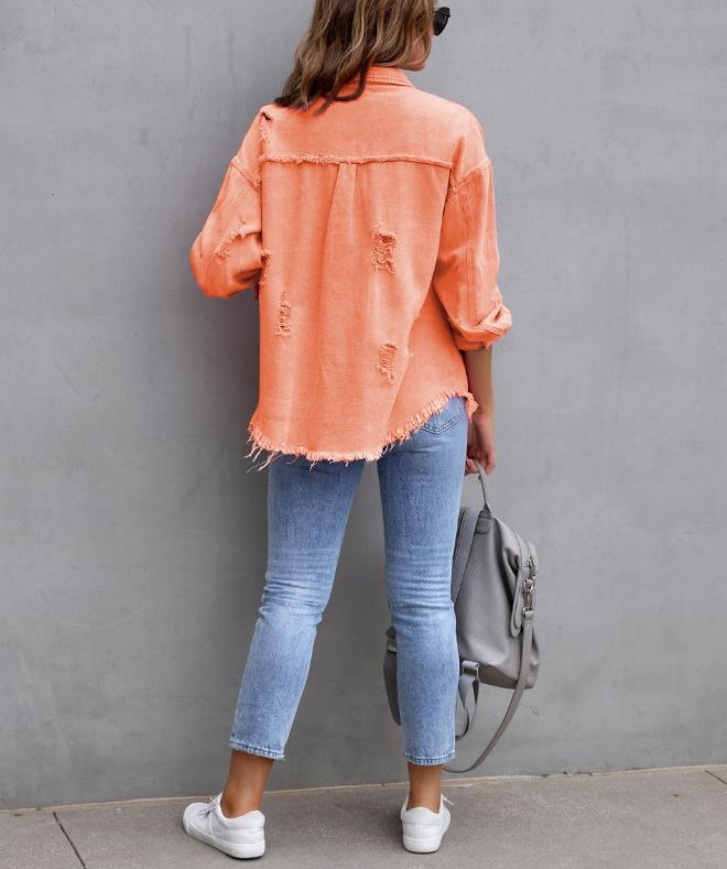 Women's Oversized Frayed Denim Jacket