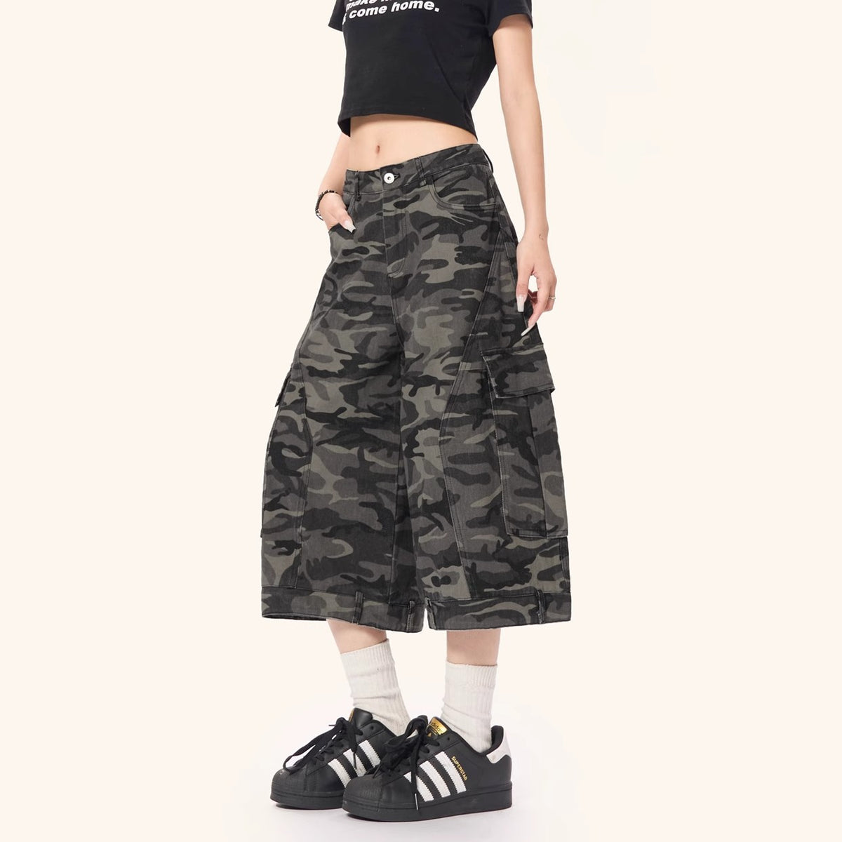 Women's Camouflage Denim Capri Pants