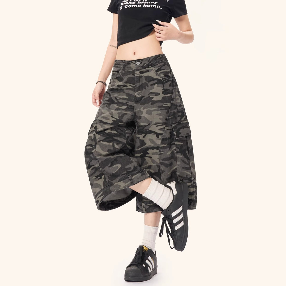 Women's Camouflage Denim Capri Pants