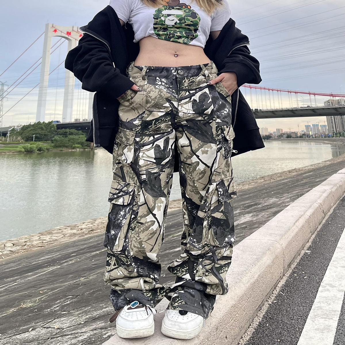 Vintage Camo Cargo Wide Leg Pants