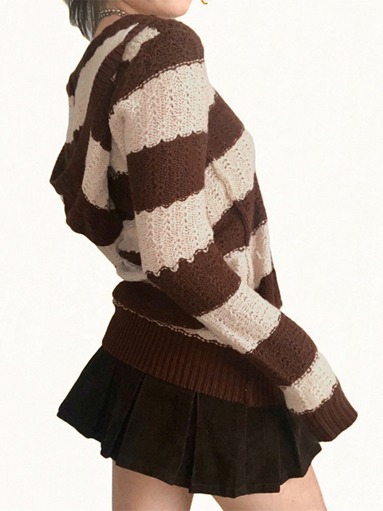 Kawaii Striped Hooded Jumperv