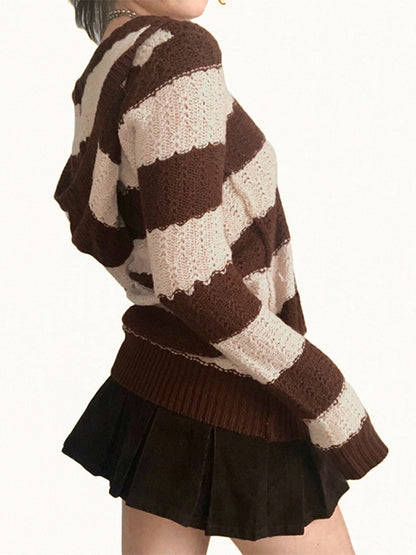 Kawaii Striped Hooded Jumperv
